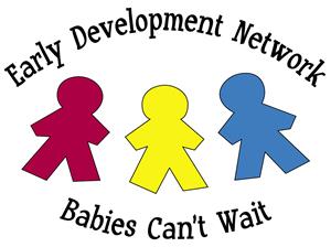 Early Development Network logo. Paper people holding hands